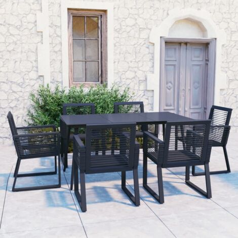 7 pcs Ensemble à dîner d'extérieur,Table et Chaises pour Jardin,terrasse Rotin PVC Noir -84749 (1/5)
