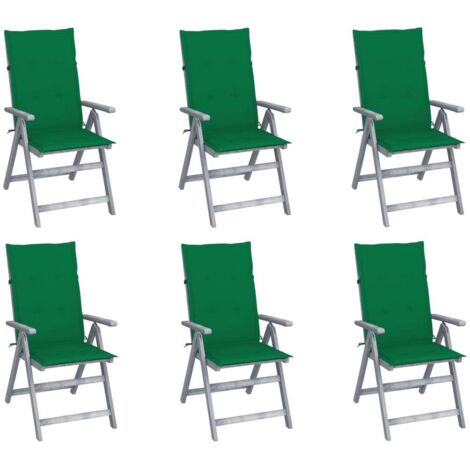 Lot de 6 Chaises inclinables de jardin,Fauteuils d'extérieur avec coussins Bois d'acacia -TF22606 (1/5)
