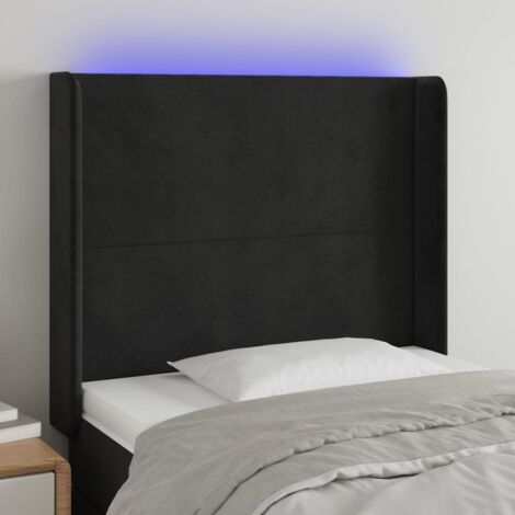 Tête de lit à LED  Panneau de lit pour Lit adult  Décoration murale Noir 93x16x118/128 cm Velours XJDT901353 (1/5)