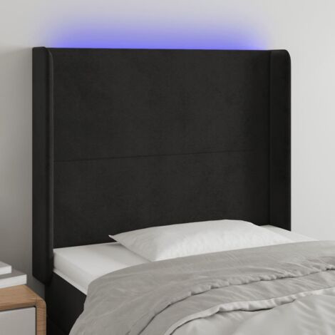 Tête de lit avec lumière LED,Panneau de lit,Décoration murale Noir 83x16x118/128 cm Velours XJDT284104 (1/5)