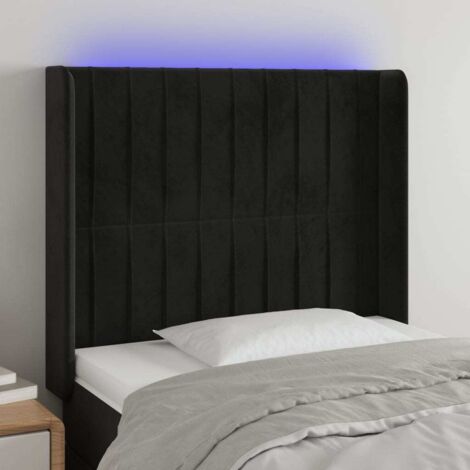 Tête de lit avec lumière LED,Panneau de lit,Décoration murale Noir 103x16x118/128 cm Velours XJDT815683 (1/5)