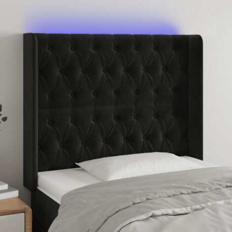 Tête de lit avec lumière LED,Panneau de lit,Décoration murale Noir 103x16x118/128 cm Velours XEJZT630424 (1/5)