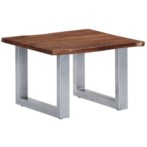 Table basse de salon Bout de canapé Tables d'appoint pour chambre avec bord naturel 60x60x40 cm Bois d'acacia massif XTT418 (1/5)