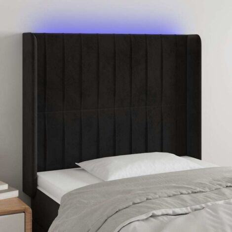 Tête de lit avec lumière LED,Panneau de lit,Décoration murale Noir 93x16x118/128 cm Velours XJDT830159 (1/5)