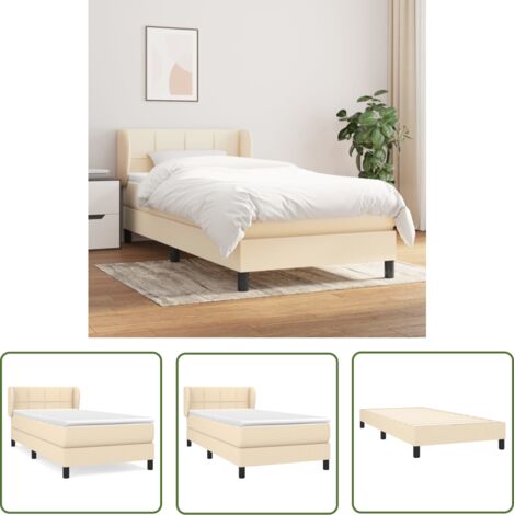 Lit adulte Contemporain Lit à sommier à sommier tapissier avec matelas Crème 100x200 cm Tissu 84858 (1/5)