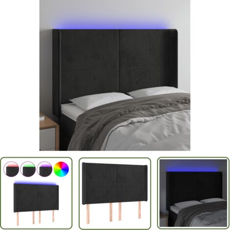 Tête de lit Décoratif à LED Noir 147x16x118/128 cm Velours -BV45546 (1/5)