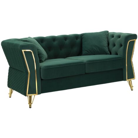 Canapé Emy vert avec coussins, 162 x 83 x 76 cm (1/5)