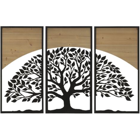 Ensemble de 3 panneaux muraux arqués en fer et bois, 105 x 2 x 70 cm (35 x 2 x 70 cm) (1/5)