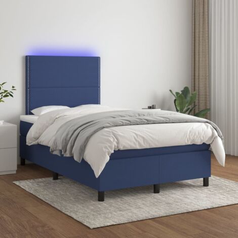 Sommier tapissier avec matelas et LED - Sommier pour Adulte et Enfant - Lit adulte - Bleu 120x200 cm Tissu XEJZT383793 (1/5)