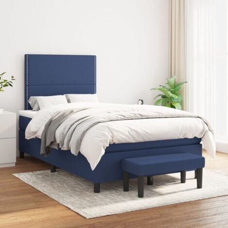 Lit Adulte moderne, Lit à sommier tapissier avec matelas Bleu 120x200 cm Tissu GSW56239 (1/5)