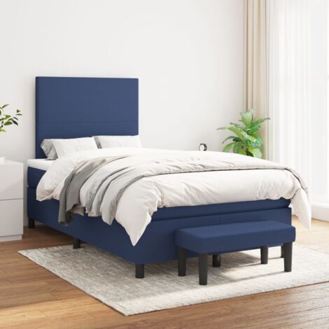 Lit adulte Durable,Lit à sommier Tapissier + Matelas Bleu 120x200 cm Tissu -62855 (1/5)