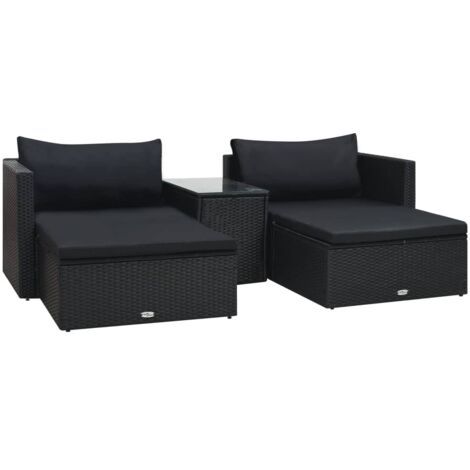 Lot de 5 Salon de jardin Salon d'extérieur Ensemble Meuble de Jardin Mobilier d'Extérieur avec coussins Résine tressée Noir XFNRX264454 (1/5)