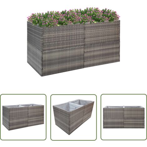 Jardinière, Pot de fleurs Gris 157x80x80 cm Résine tressée BVM71918 (1/5)