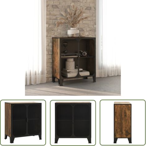 Armoire de rangement, Commode, Meuble de Rangement Marron rustique 72x36x82 cm Métal et MDF HYB63012 (1/5)