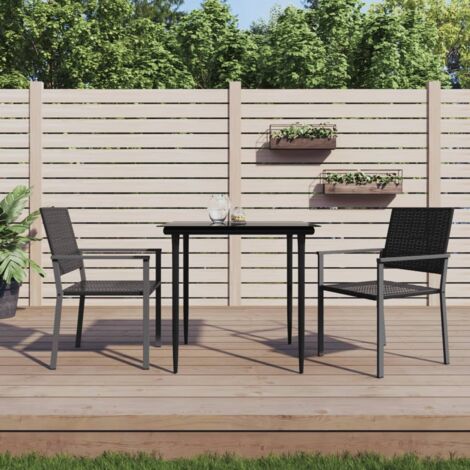 Lot de 2 Chaises/Fauteuils de jardin noir 54x62,5x89 cm résine tressée -TF58487 (1/5)