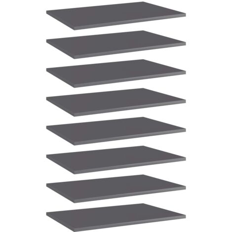Panneaux bibliothèque solide pour Rangment/stockage,Panneau de remplacement 8 pcs Gris brillant 60x40x1,5cm Aggloméré - DH91556 (1/5)