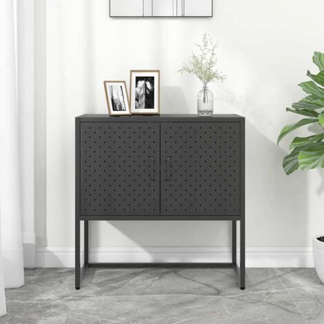 Buffet bas,Buffet Commode industriel Anthracite 75x35x75 cm Acier -QS60833 (1/5)