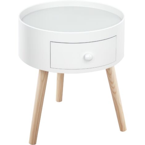 Table de chevet Table de Nuit Table d'appoint Bois Blanc 38x38x45 cm (1/5)