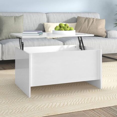 Table basse de salon Bout de canapé Tables d'appoint pour chambre Blanc brillant 80x55,5x41,5 cm Bois d'ingénierie XTT268 (1/5)