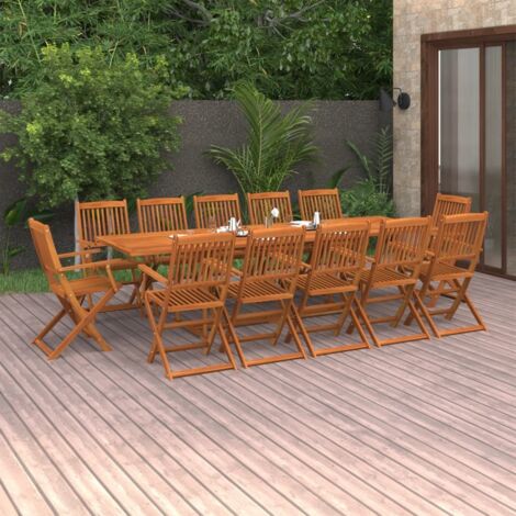 13 pcs Ensemble à dîner de jardin, Mobilier à dîner de jardin, Table et Chaises à Manger Bois d'acacia massif MKPO74075 (1/5)