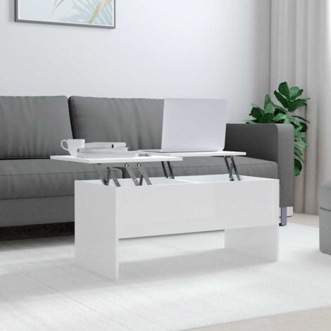 Table basse de salon Bout de canapé Tables d'appoint pour chambre Blanc brillant 102x50,5x46,5 cm Bois d'ingénierie XTT709 (1/5)