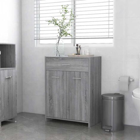 Armoire de bain  Armoire de rangement  Placard de Rangement Toilettes Sonoma gris 60x33x80 cm Bois d'ingénierie RTJEX220248 (1/5)