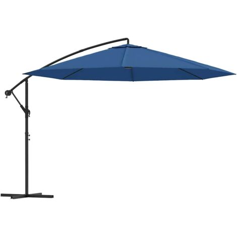 Parasol déporté avec mât,Protection Solaire, Parasol jardin, Parasol de balcon en aluminium 350 cm Bleu HNDX934751 (1/5)
