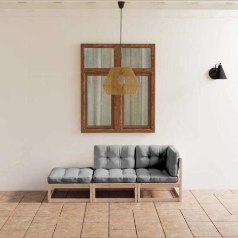 3 pcs Salon de jardin Salon d'extérieur Ensemble Meuble de Jardin Mobilier d'Extérieur avec coussins Bois de pin massif XFNRX780616 (1/5)