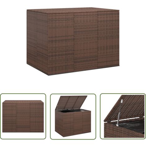 Boîte à coussins de jardin, Coffre de Rangement Exterieur Résine tressée 145x100x103 cm Marron LKF26910 (1/5)