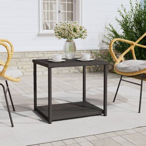Table d'Appoint Chevet,Bout de Canapé noir 55x45x49 cm résine tressée -GB64235 (1/5)