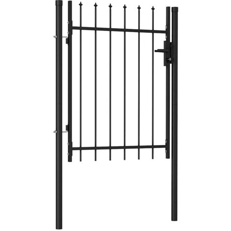 Portillon,Portail de jardin,Portail de clôture simple porte avec dessus à pointe Acier 1x1,2 m Noir CNENE785233 (1/5)