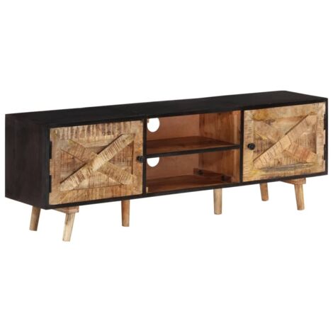 Meuble TV - Armoire Télévision Moderne Banc TV de Salon 140x30x46 cm Bois de manguier brut et d'acacia massif -FR52700 (1/5)