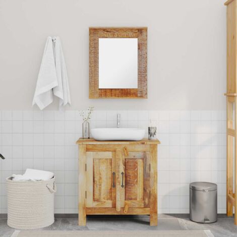 Meuble de salle de bain avec miroir Armoire à miroir Placard de Rangement Bois massif de manguier -38375 (1/5)