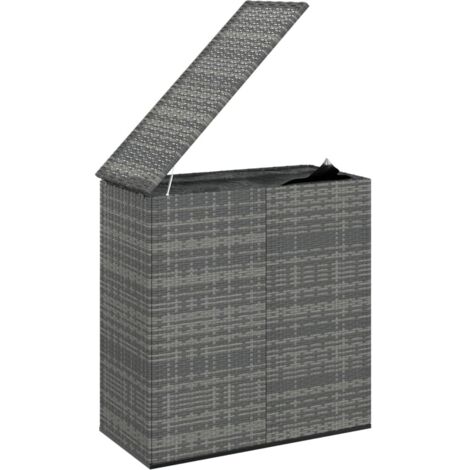 Boîte à coussins coffre de rangement de jardin résine tressée 100 x 49 x 103,5 cm gris (1/5)