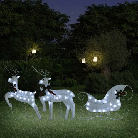 Décoration de Noël Cadeaux de Noël Renne et traîneau 60 LED extérieur Blanc 40863 (1/5)