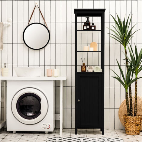 Meuble Rangement Salle de Bain,Meuble Colonne Autoportante 3 Niveaux 40x32x161,5 cm Noir CWXT8810 MaisonChic (1/3)