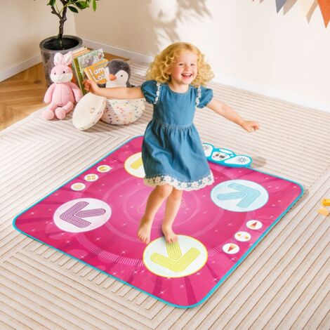 Tapis de Danse Amusant pour Enfants avec Jeu Suivez-les-Lumières Jeu de Mémoire 8 Musiques de Fond Affichage du Score pour 3+ Ans Rose (1/5)
