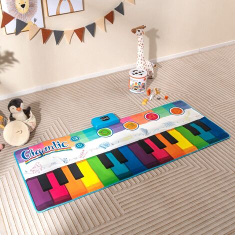 Tapis de Danse pour Enfants Tapis de Jeu Musical avec 8 Sons D'instruments Clavier de Piano Coloré et Musique Intégrée pour 3+ Ans Coloré (1/5)