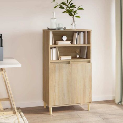 Buffet haut Meuble de rangement Commode Bahut Chêne sonoma 60x36x110 cm Bois d'ingénierie 94716 (1/5)