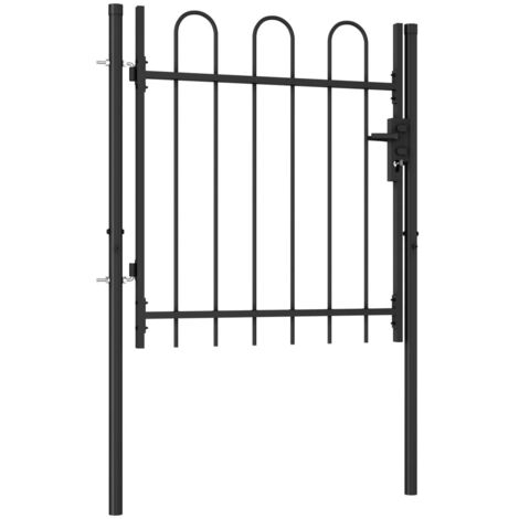Portillon,Portail de jardin,Portail de clôture simple porte avec dessus arqué Acier 1x1 m Noir CNENE941673 (1/5)