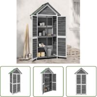 The Living Store Abri Ă outils de jardin gris 89x52,5x175 cm bois massif pin - Abri De Jardin - Abri Outil - Rangement Jardin - Cabane Jardin - Stockage Outils