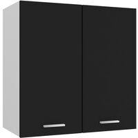 Maison Chic – Armoire suspendue haut de cuisine noir 60x31x60 cm – Aggloméré avec 2 étagères et 2 portes – Rangement optimisé pour ustensiles
