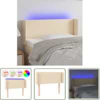 The Living Store Tête de lit à LED Crème 93x16x78/88 cm Tissu - Tête De Lit Led - Tête De Lit Moderne - Têtière De Lit - Éclairage Led - Support Lombaire