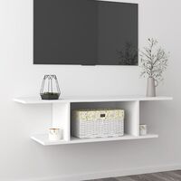 Meuble TV mural, Banc TV, Meuble TV suspendu, Lowboard Blanc 103x30x26,5 cm YHJ25719