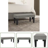 The Living Store Banc Gris clair 70x30x30 cm Velours - Banc Design - Banc Moderne - Banc Velours - Banc Entrée - Banc Chambre