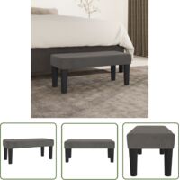 The Living Store Banc Gris foncé 70x30x30 cm Velours - Banc Design - Banc Moderne - Banc Velours - Banc Entrée - Meuble Rangement