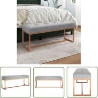 The Living Store Banc Gris 110x36x45 cm Velours - Banc Coffre - Banc Velours - Banc Design - Meuble Rangement - Assise Confortable