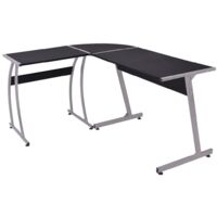 Bureau d'angle Bureau d'ordinateur Bureau informatique en forme de L Noir 19046