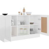 Maison Chic – Buffet bahut blanc 120x30,5x70 cm – Aggloméré de qualité – 2 portes et compartiments – Facile à nettoyer avec chiffon humide