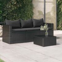 Canapé de jardin, Salon de jardin, canapé relax à 3 places avec coussins, Salon de jardin, canapé de jardin, Salon de jardin, canapé relax ou terrasse noir résine tressée pwrs88841 DESIGN IN